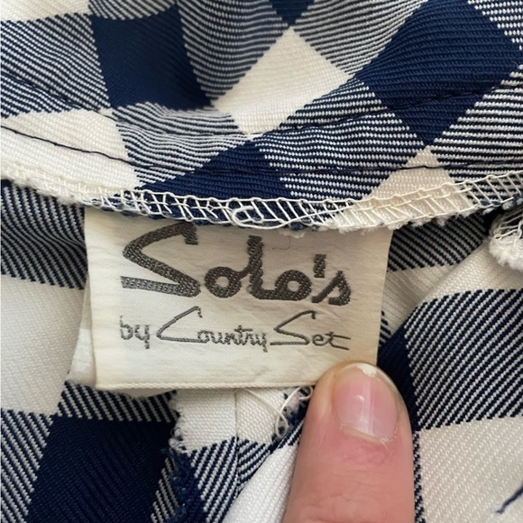 Vintage Solo’s By Country Set Wide Leg Blue and White Check Pleated Pants 25x30 - Picture 6 of 11